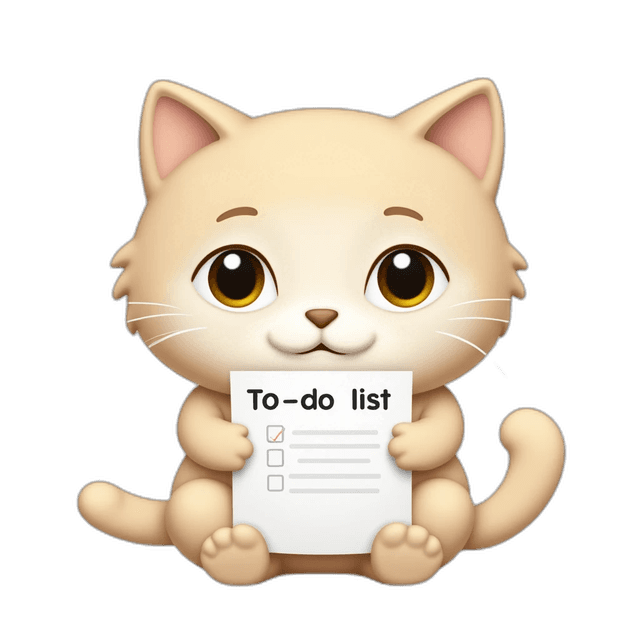 a cat with a to-do list emoji
